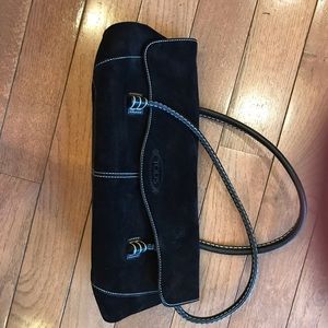 Black suede jptod’s shoulder bag